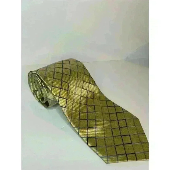 Bvlgari Other - Bvlgari Men's Gold Geometric Silk Tie Classic Length